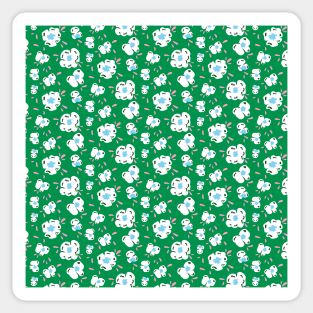 Chunky Pop Corn floral pattern on Bright green background Sticker